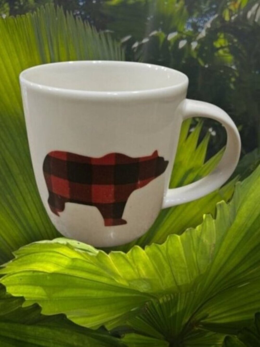 Black Red Plaid Mama Bear 12 oz Coffee Lodge Mug by Tag Stoneware